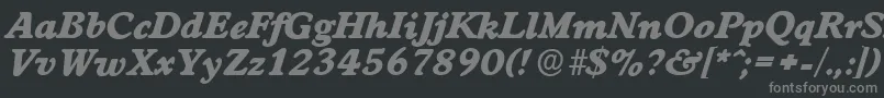 フォントWorcesterserialHeavyItalic – 黒い背景に灰色の文字