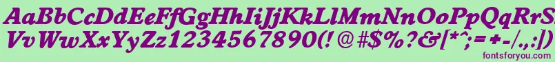 WorcesterserialHeavyItalic Font – Purple Fonts on Green Background