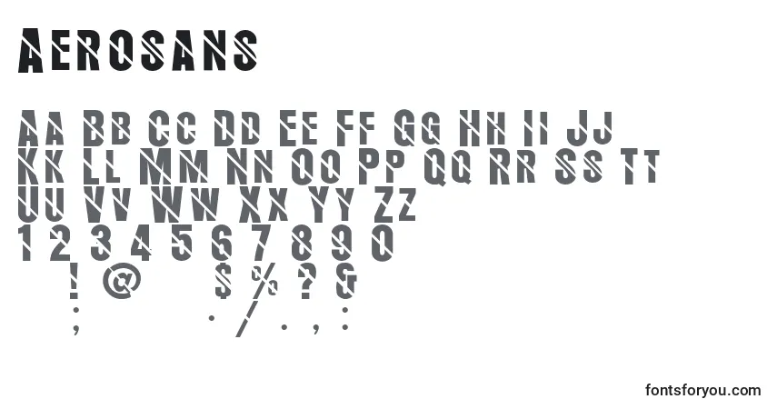 Czcionka Aerosans – alfabet, cyfry, specjalne znaki