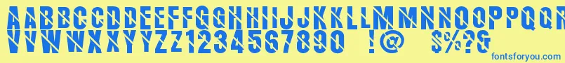 フォントAerosans – 青い文字が黄色の背景にあります。