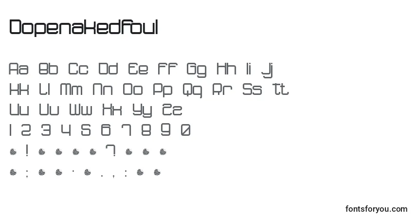 A fonte Dopenakedfoul – alfabeto, números, caracteres especiais