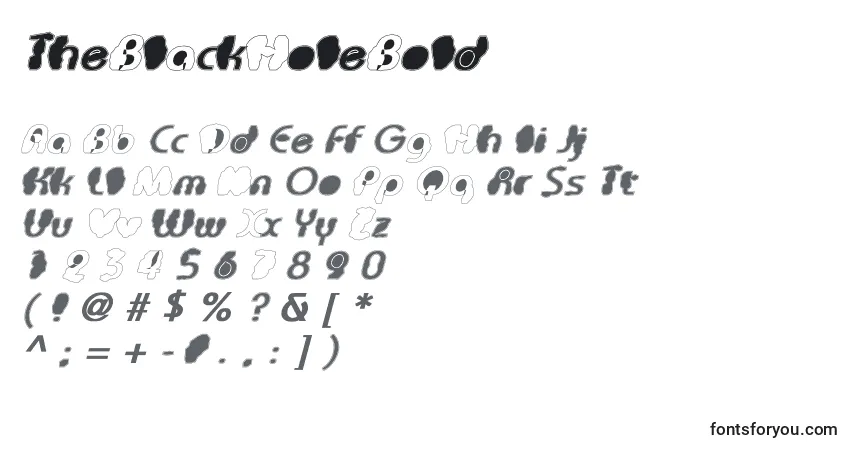 Шрифт TheBlackHoleBold – алфавит, цифры, специальные символы