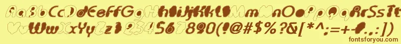 フォントTheBlackHoleBold – 茶色の文字が黄色の背景にあります。