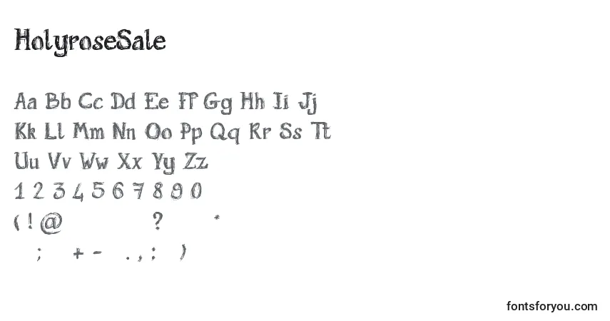 Czcionka HolyroseSale – alfabet, cyfry, specjalne znaki