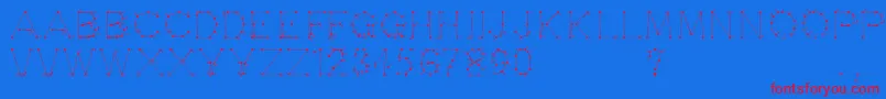 Opointefait-Schriftart – Rote Schriften auf blauem Hintergrund