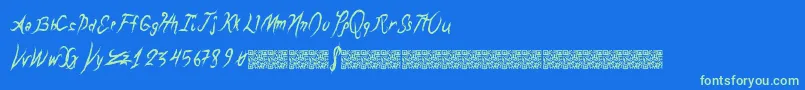 Dragonbreath-Schriftart – Grüne Schriften auf blauem Hintergrund