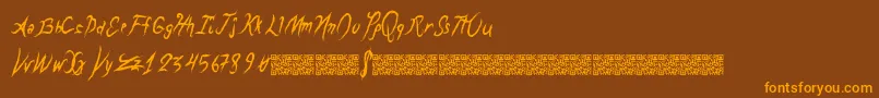 Dragonbreath-Schriftart – Orangefarbene Schriften auf braunem Hintergrund