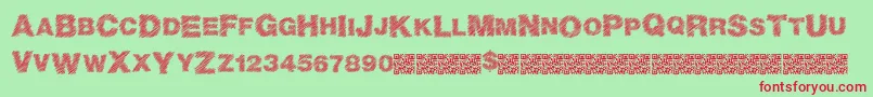 Basicscratch Font – Red Fonts on Green Background