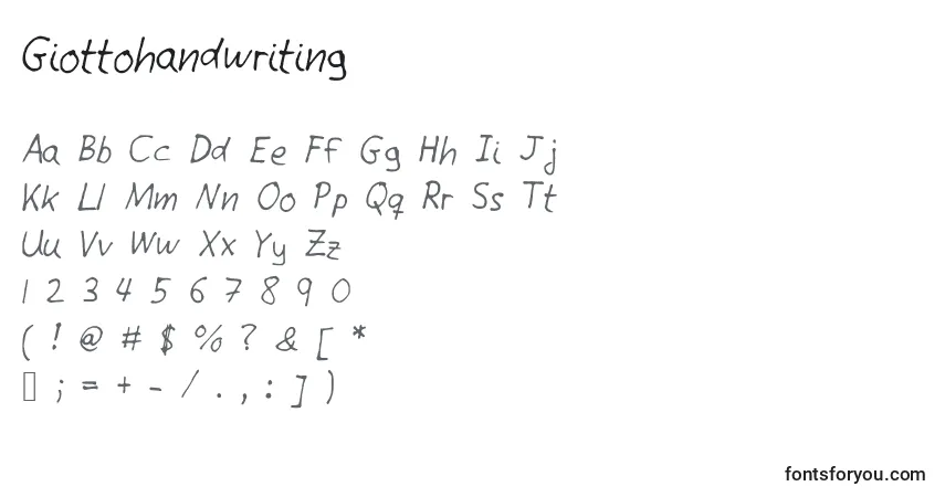 A fonte Giottohandwriting – alfabeto, números, caracteres especiais
