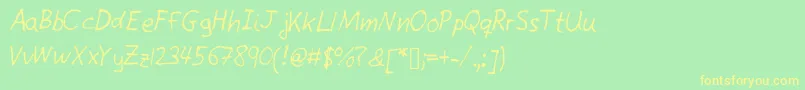フォントGiottohandwriting – 黄色の文字が緑の背景にあります