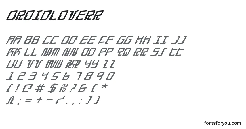 Schriftart Droidloverr – Alphabet, Zahlen, spezielle Symbole