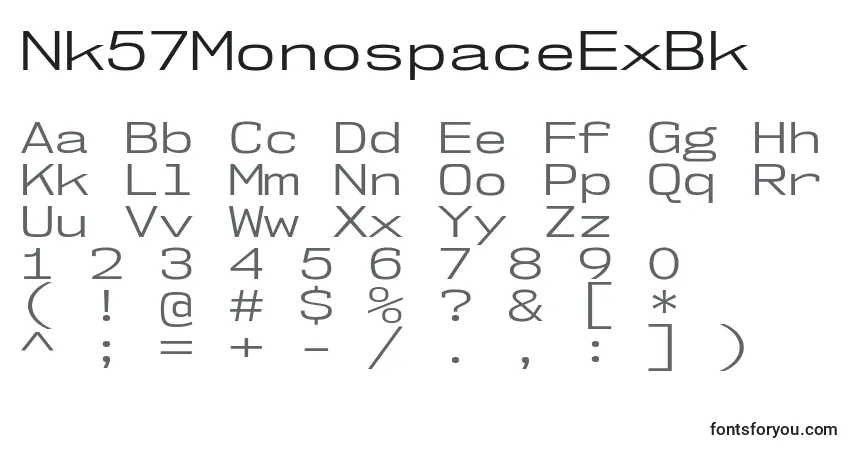 Nk57MonospaceExBk-fontti – aakkoset, numerot, erikoismerkit