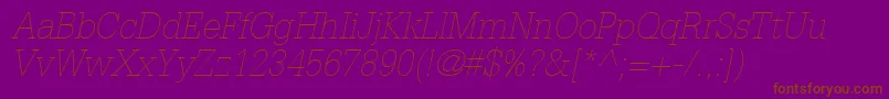 GlyphaLt35ThinOblique Font – Brown Fonts on Purple Background