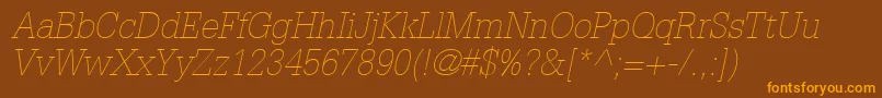 GlyphaLt35ThinOblique Font – Orange Fonts on Brown Background