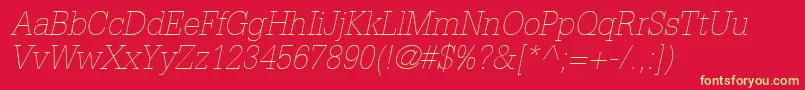 GlyphaLt35ThinOblique Font – Yellow Fonts on Red Background