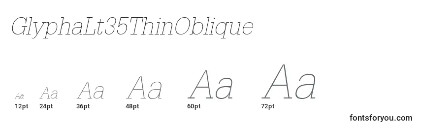 GlyphaLt35ThinOblique Font Sizes