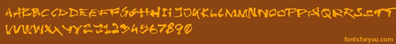 Fonte UndergrungeTornadoDemo – fontes laranjas em um fundo marrom