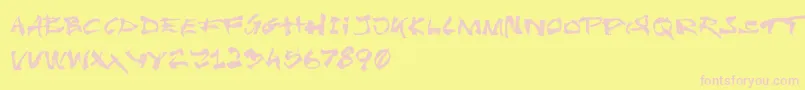 UndergrungeTornadoDemo-Schriftart – Rosa Schriften auf gelbem Hintergrund