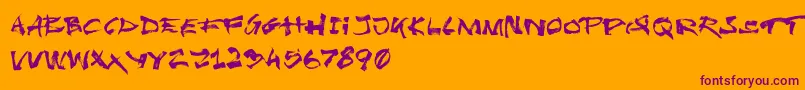 UndergrungeTornadoDemo-Schriftart – Violette Schriften auf orangefarbenem Hintergrund