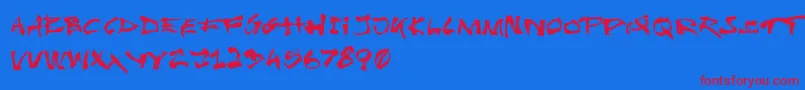 Czcionka UndergrungeTornadoDemo – czerwone czcionki na niebieskim tle