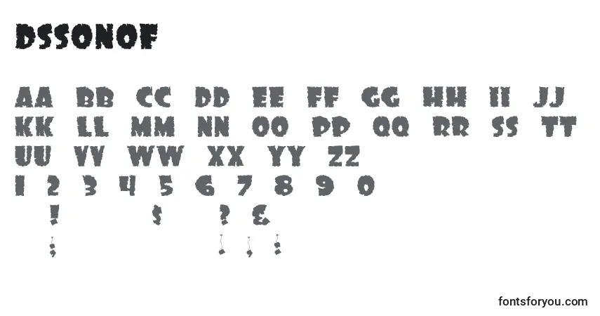 Schriftart Dssonof – Alphabet, Zahlen, spezielle Symbole