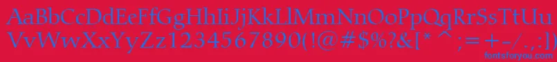 フォントCarminaLightBt – 赤い背景に青い文字