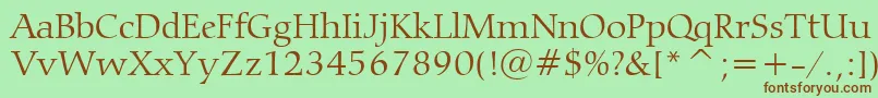 フォントCarminaLightBt – 緑の背景に茶色のフォント