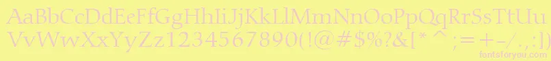 CarminaLightBt-Schriftart – Rosa Schriften auf gelbem Hintergrund