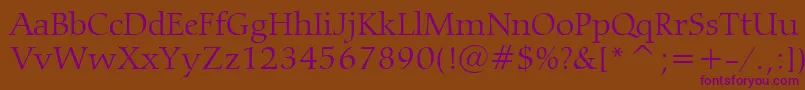 CarminaLightBt Font – Purple Fonts on Brown Background