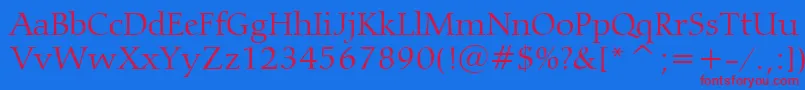 CarminaLightBt-fontti – punaiset fontit sinisellä taustalla