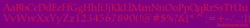 フォントCarminaLightBt – 紫の背景に赤い文字