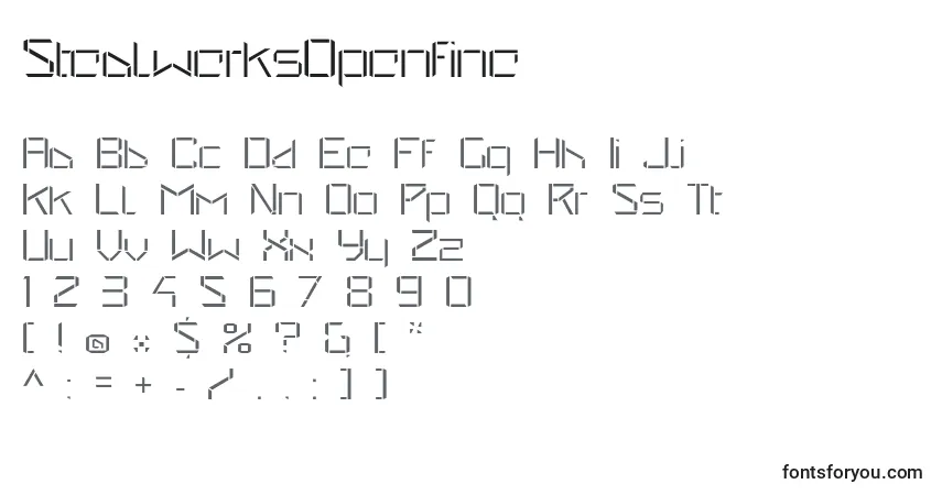 Czcionka StealwerksOpenfine – alfabet, cyfry, specjalne znaki