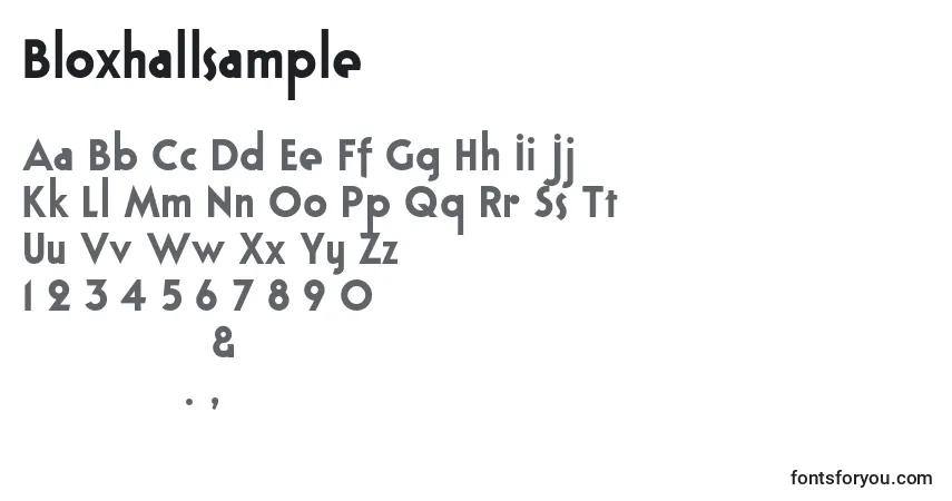 Czcionka Bloxhallsample – alfabet, cyfry, specjalne znaki