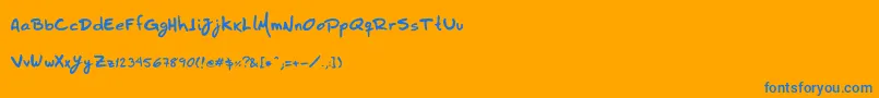 Hzhandwrite-Schriftart – Blaue Schriften auf orangefarbenem Hintergrund