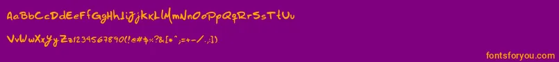 Hzhandwrite Font – Orange Fonts on Purple Background