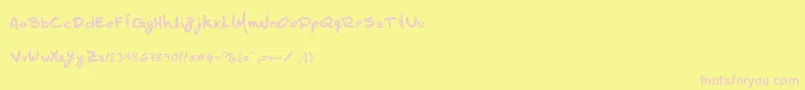 Hzhandwrite Font – Pink Fonts on Yellow Background