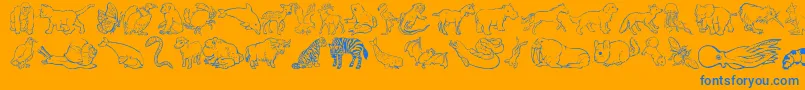 NinasAnimals-Schriftart – Blaue Schriften auf orangefarbenem Hintergrund