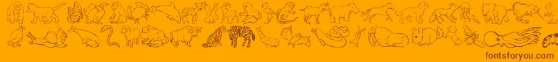 NinasAnimals-Schriftart – Braune Schriften auf orangefarbenem Hintergrund