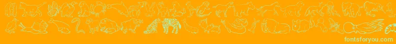 NinasAnimals-Schriftart – Grüne Schriften auf orangefarbenem Hintergrund