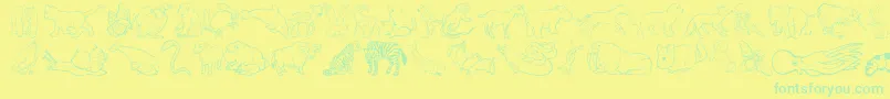 NinasAnimals Font – Green Fonts on Yellow Background