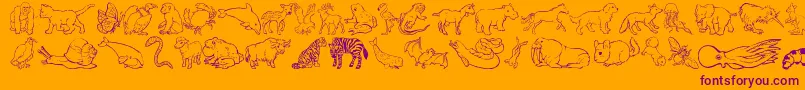 NinasAnimals Font – Purple Fonts on Orange Background