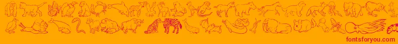 NinasAnimals-Schriftart – Rote Schriften auf orangefarbenem Hintergrund