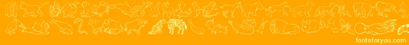 NinasAnimals-Schriftart – Gelbe Schriften auf orangefarbenem Hintergrund