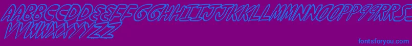 YumernubSlanty-Schriftart – Blaue Schriften auf violettem Hintergrund