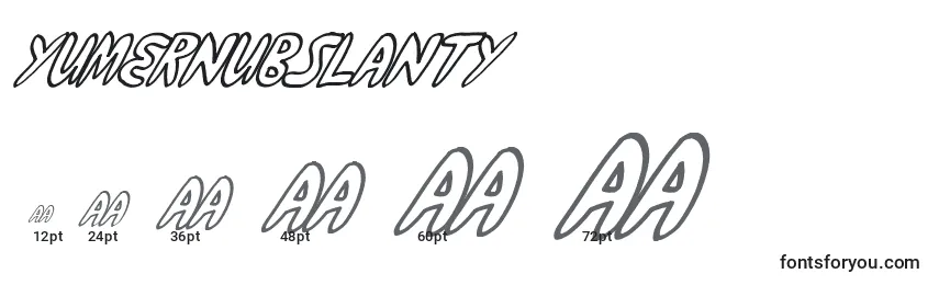 YumernubSlanty Font Sizes