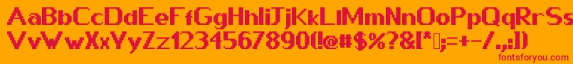 フォントPixway – オレンジの背景に赤い文字