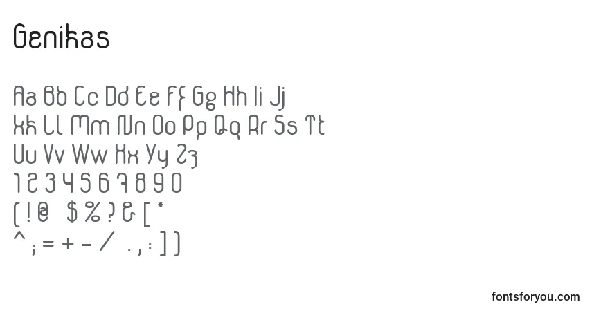 Fuente Genikas - alfabeto, números, caracteres especiales