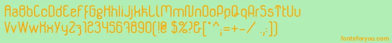 フォントGenikas – オレンジの文字が緑の背景にあります。