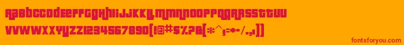 Weitere Informationen zur PricedownRus-Schriftart PricedownRus-Schriftart – Rote Schriften auf orangefarbenem Hintergrund
