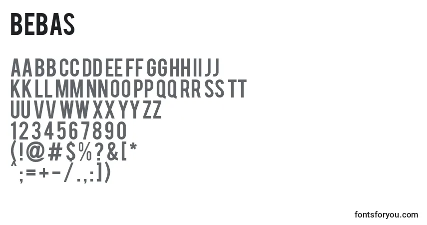 A fonte Bebas – alfabeto, números, caracteres especiais